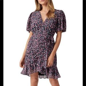 EVER NEW Ruched Floral Mini Dress